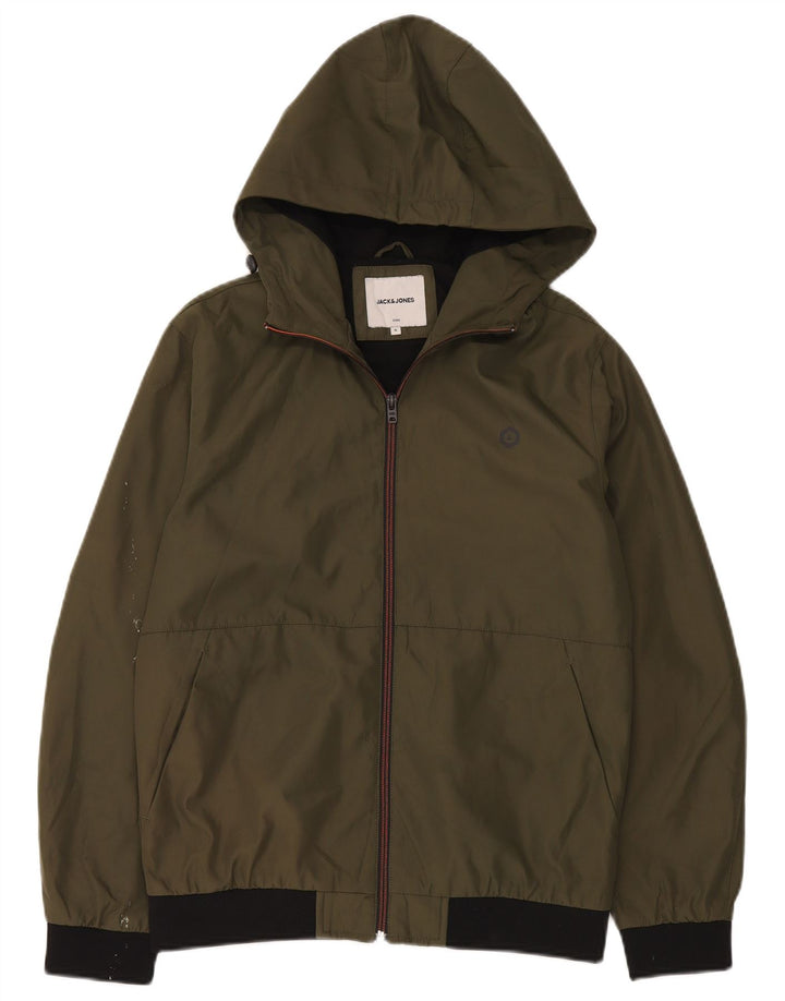 Jack & Jones Ανδρικό μπουφάν με κουκούλα αντιανεμικό UK 36 Small Khaki Polyester
