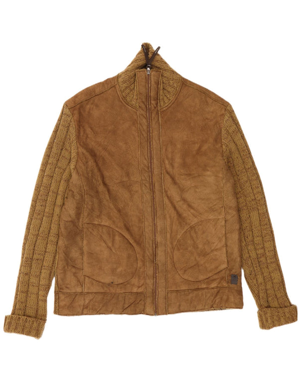 Sevres Ανδρικό πουλόβερ ζακέτας με φερμουάρ UK 42 XL Beige Wool