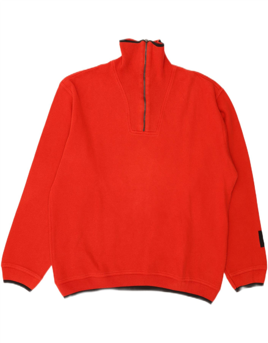 CARLO COLUCCI Mens Zip Neck Jumper Sweater Large Red Cotton