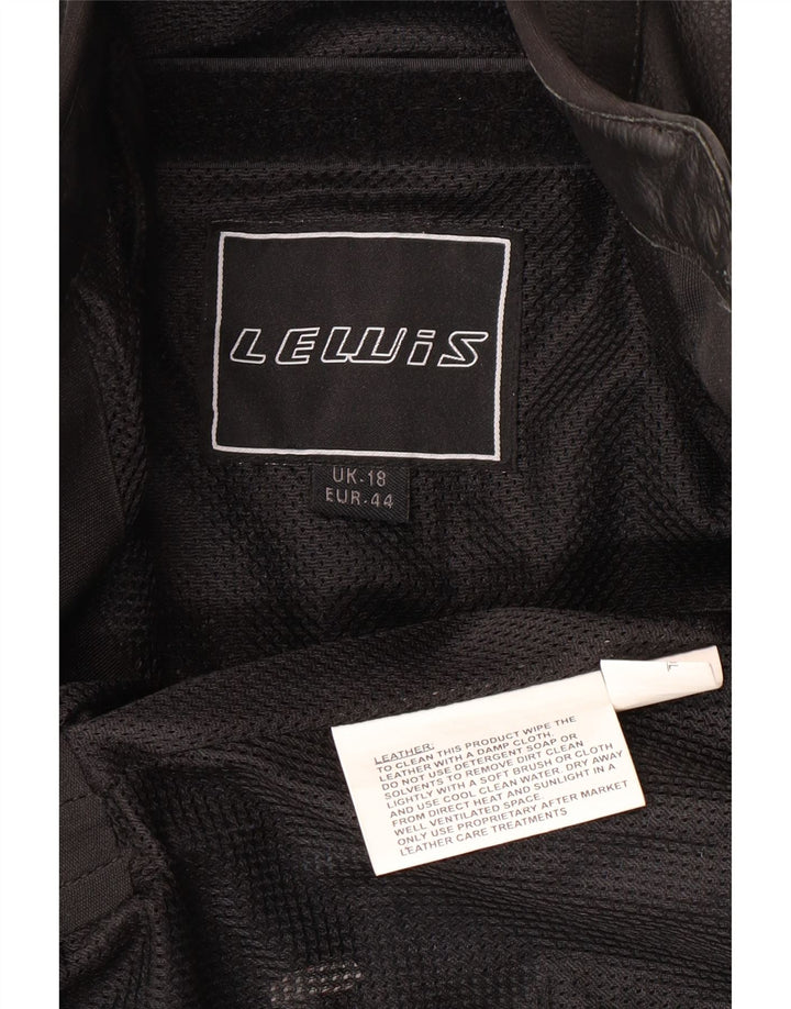 LEWIS Γυναικείο Δερμάτινο Μπουφάν Biker UK 18 XL Μαύρο Δερμάτινο