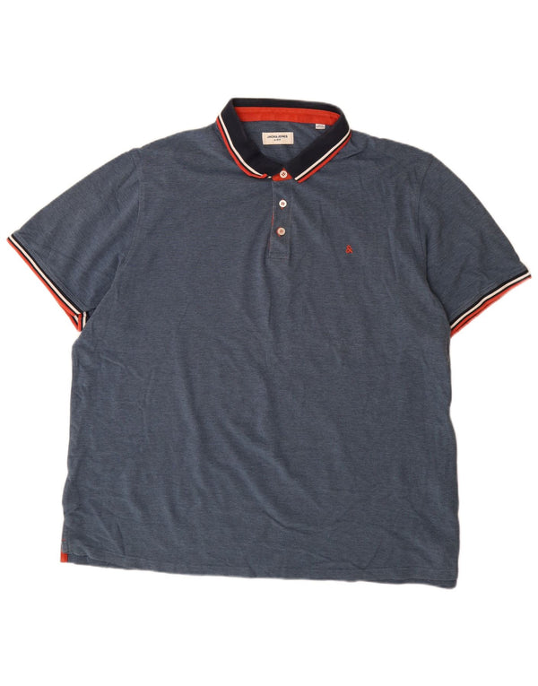 Jack & Jones Ανδρικό μπλουζάκι πόλο 3XL Navy Blue βαμβακερό