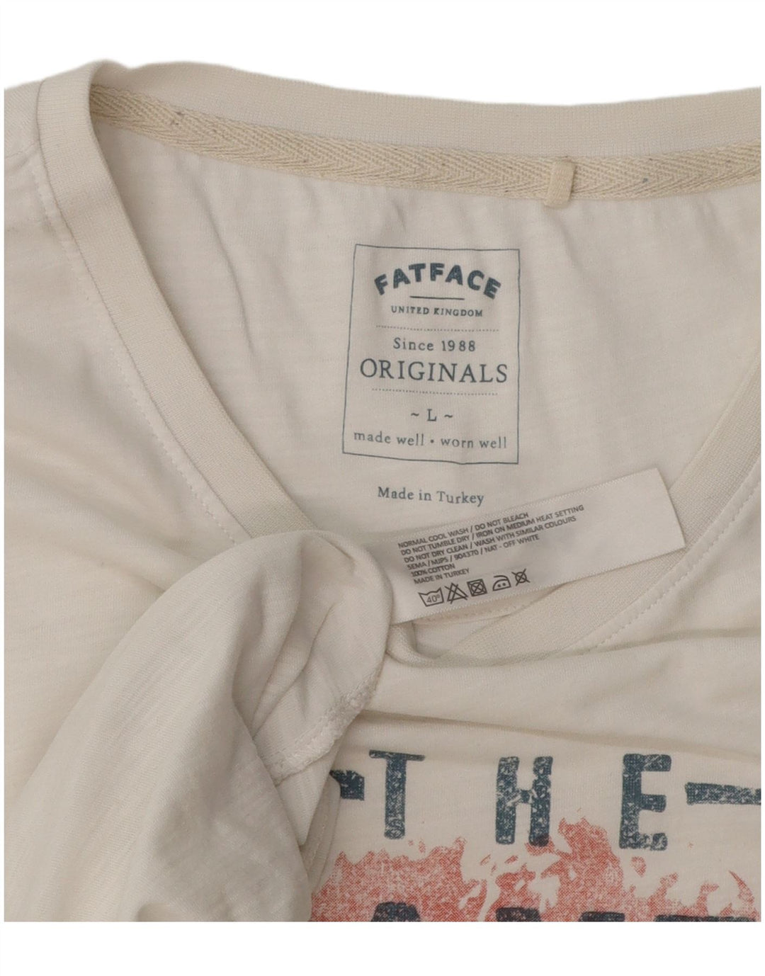 Ανδρικό γραφικό T-Shirt Fat Face Top μεγάλο λευκό βαμβακερό