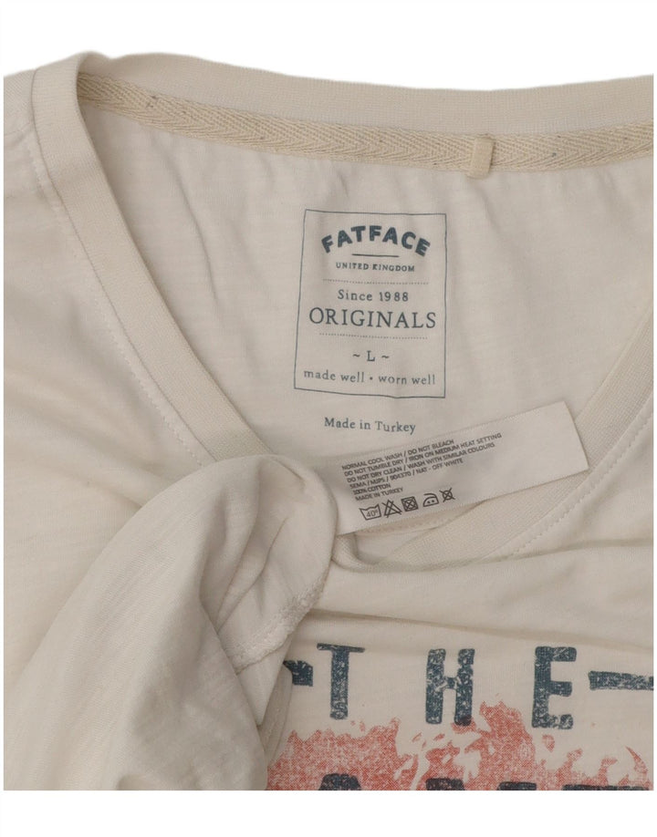 Ανδρικό γραφικό T-Shirt Fat Face Top μεγάλο λευκό βαμβακερό