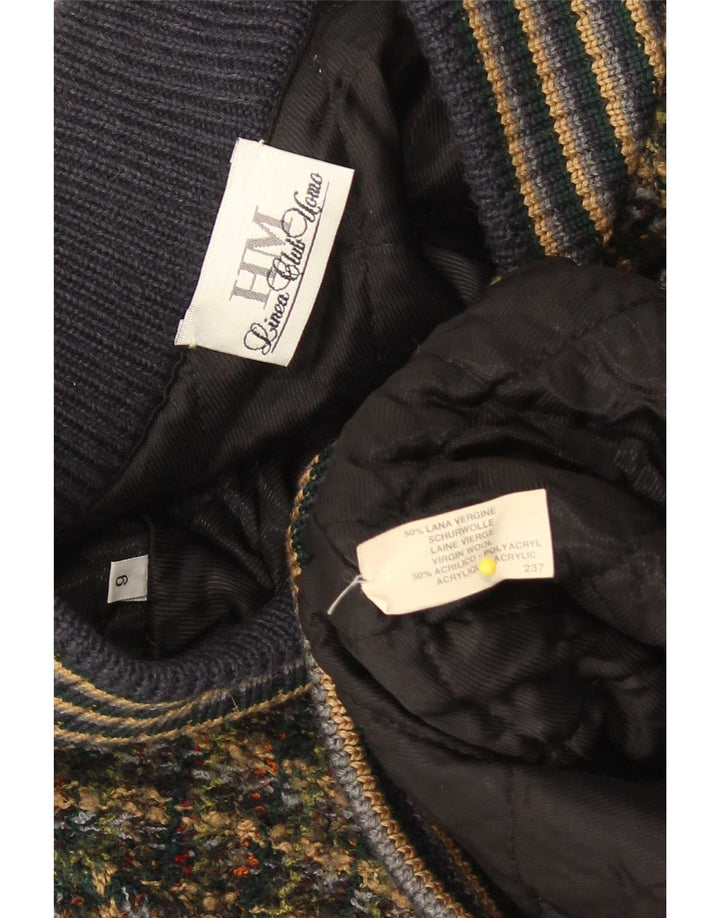 Vintage ανδρικό πλεκτό μπουφάν Bomber 3XL πολύχρωμο παρθένο μαλλί