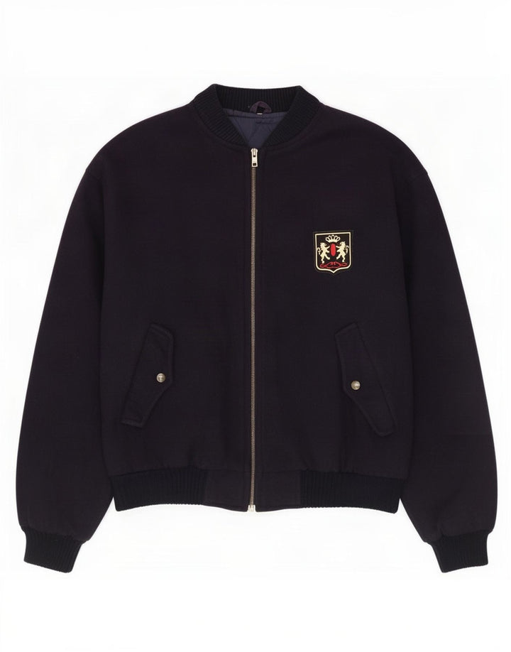 Vintage Ανδρικό Bomber Jacket UK 40 Large Navy Blue Wool