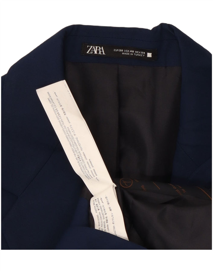 Zara Ανδρικό μπλέιζερ με 2 κουμπιά μπουφάν EU 50 Medium Navy Blue Polyester