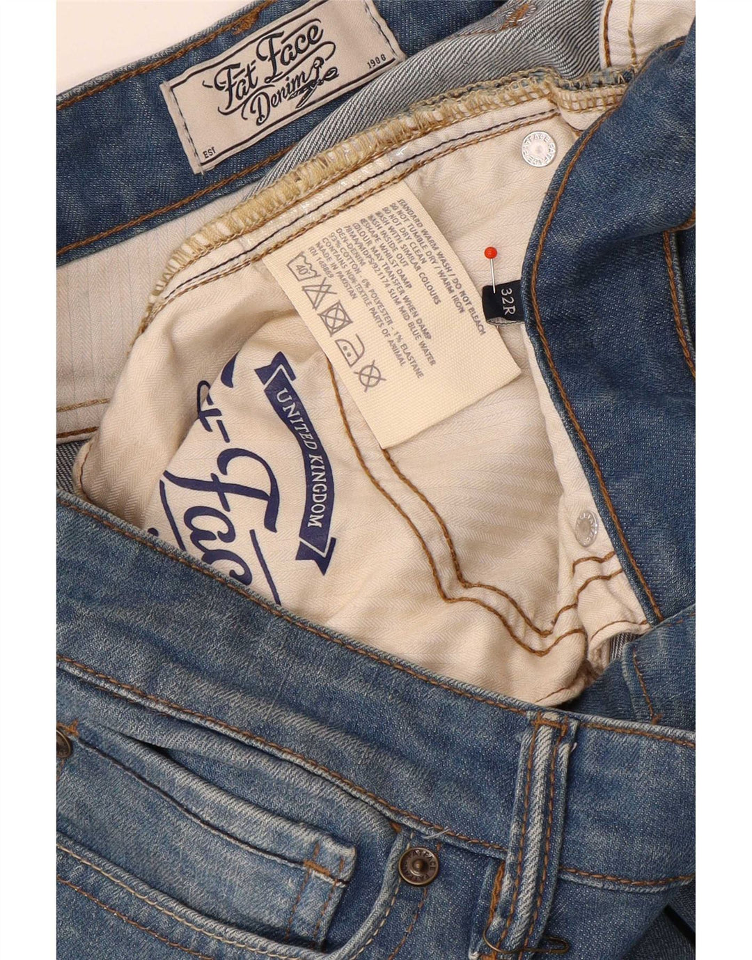 Fat Face Ανδρικό Slim Jeans W32 L32 Μπλε βαμβακερό