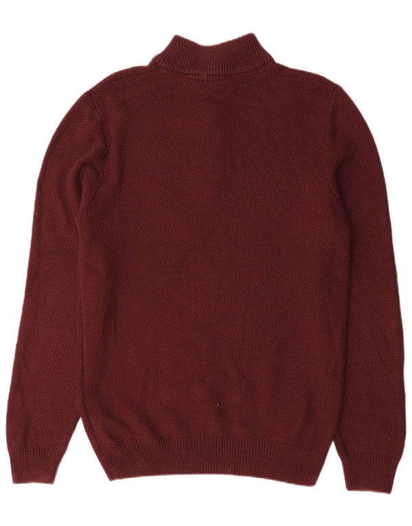 Ανδρικό πουλόβερ με φερμουάρ Crew Clothing XL Βαμβακερό μπορντό