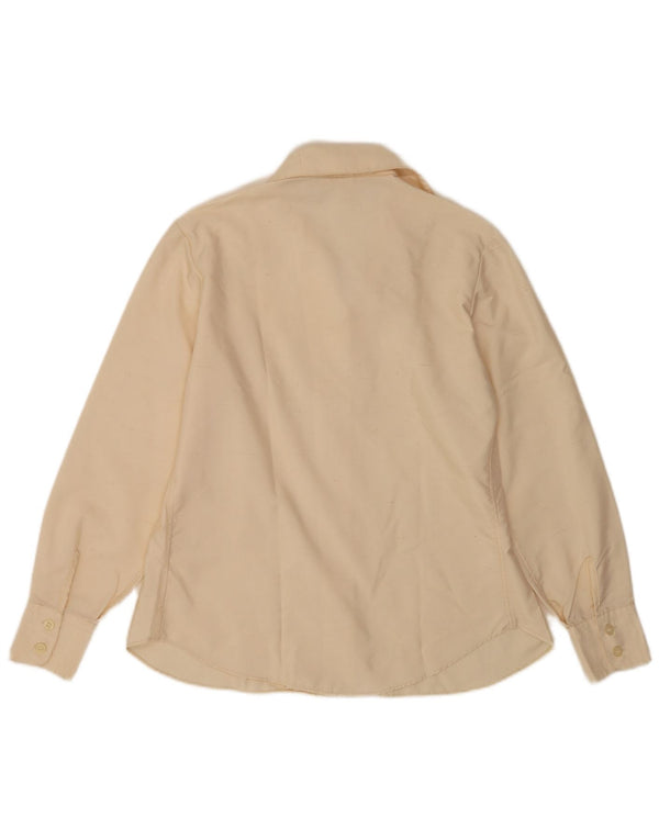 Vintage γυναικείο πουκάμισο μπλούζα UK 12 Medium Off White Polyamide