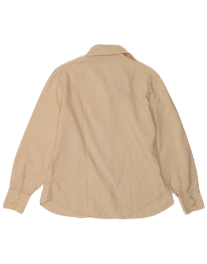 Vintage γυναικείο πουκάμισο μπλούζα UK 12 Medium Off White Polyamide