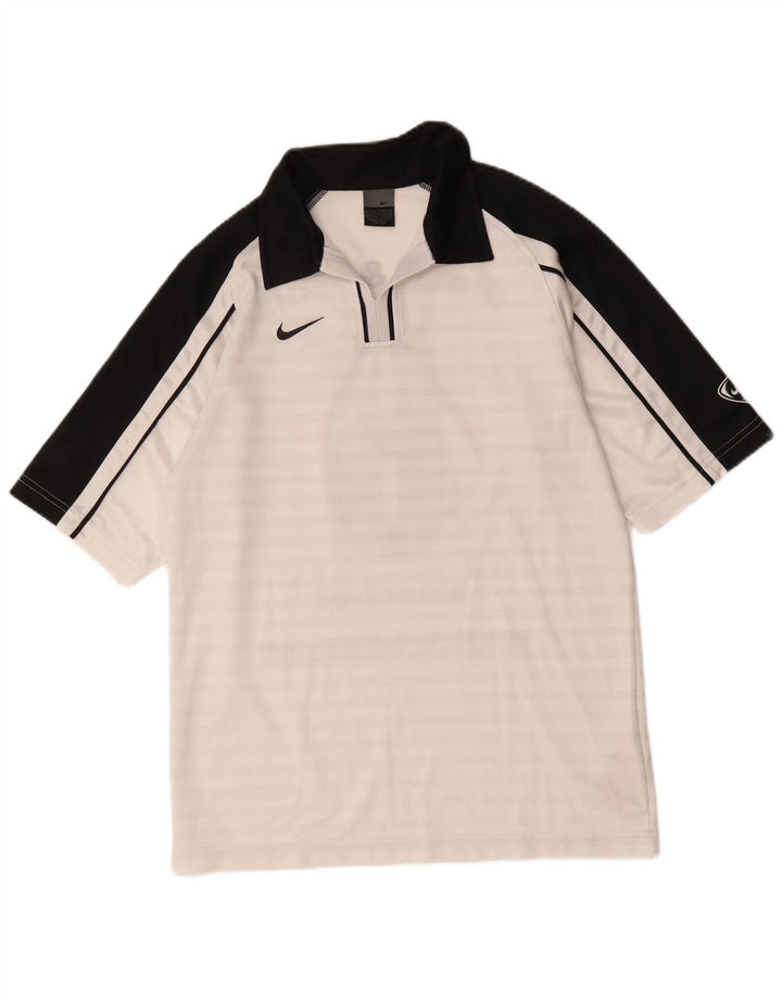 Ανδρικό γραφικό πόλο μπλουζάκι Nike UK 36/38 Small White Colorblock Polyester