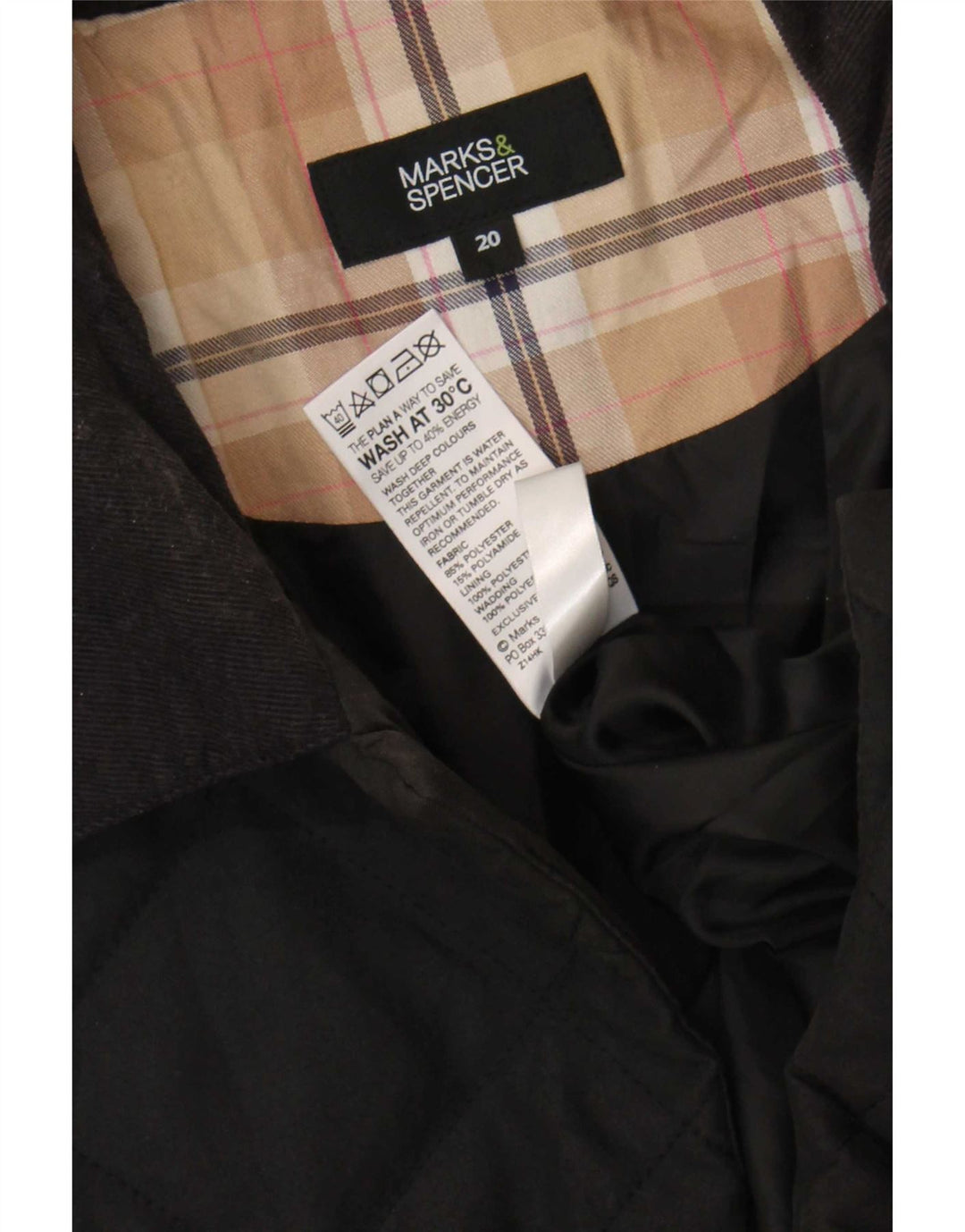 Marks & Spencer Γυναικείο Καπιτονέ μπουφάν UK 20 2XL Μαύρο Πολυεστέρας