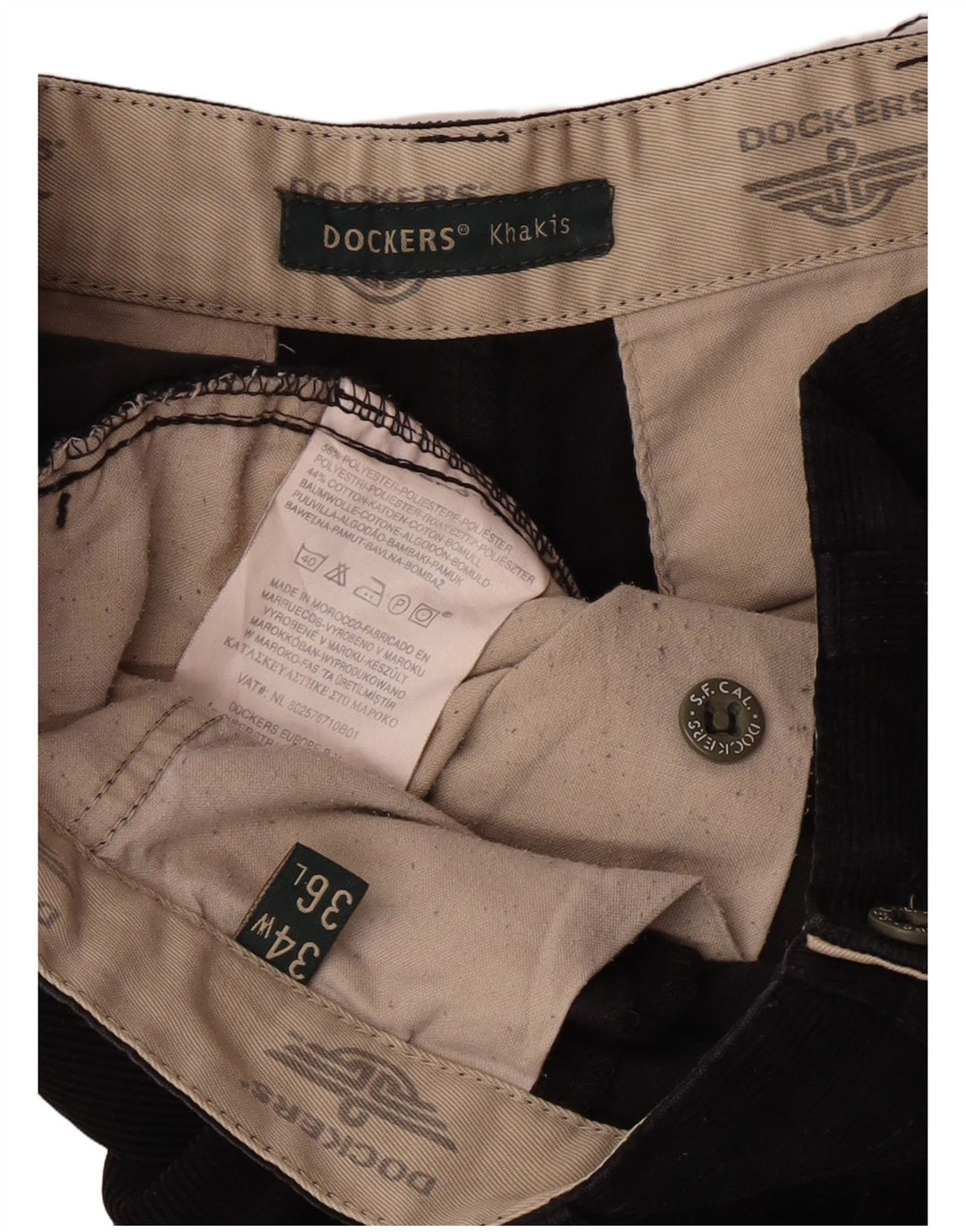 Dockers Mens Khakis Straight Corduroy Παντελόνι W34 L32 Black Classic