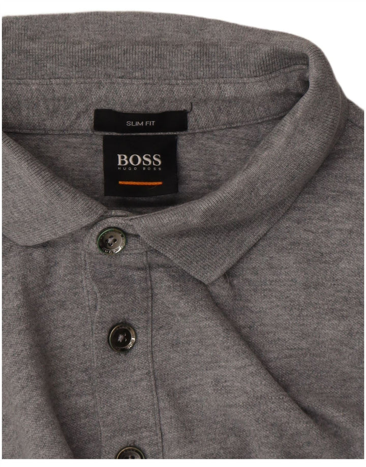 Ανδρικό μπλουζάκι πόλο Hugo Boss Slim Fit Small Grey