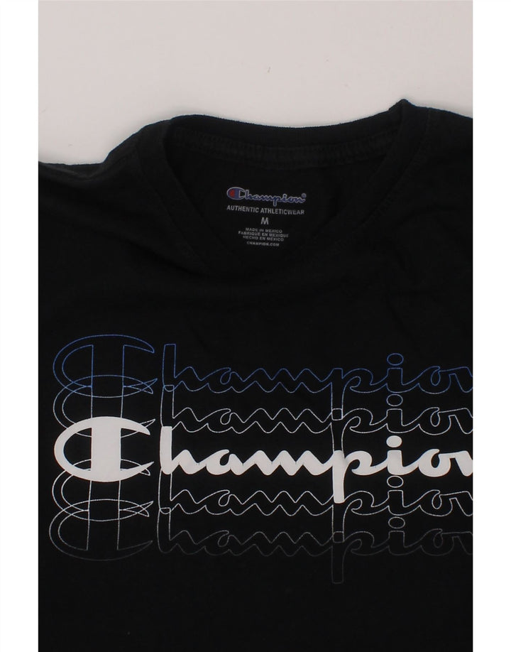 CHAMPION Boys Graphic T-Shirt Top 9-10 Years Medium Black Cotton Vintage Champion and Second-Hand Champion from Messina Hembry 