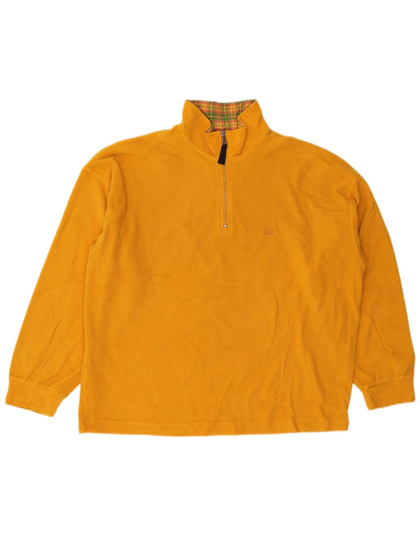 Σκεφτείτε Pink Mens Zip Neck Fleece Jumper Large Yellow