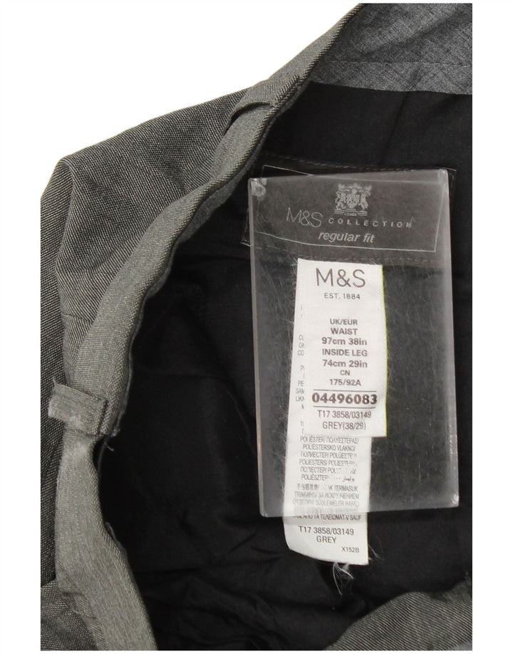 Marks & Spencer Ανδρικό παντελόνι με κανονική εφαρμογή W38 L29 Γκρι πολυεστέρας