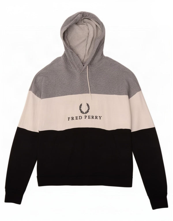 Fred Perry Γυναικεία γραφικά κουκούλα άλτης UK 10 Small Grey Colourblock