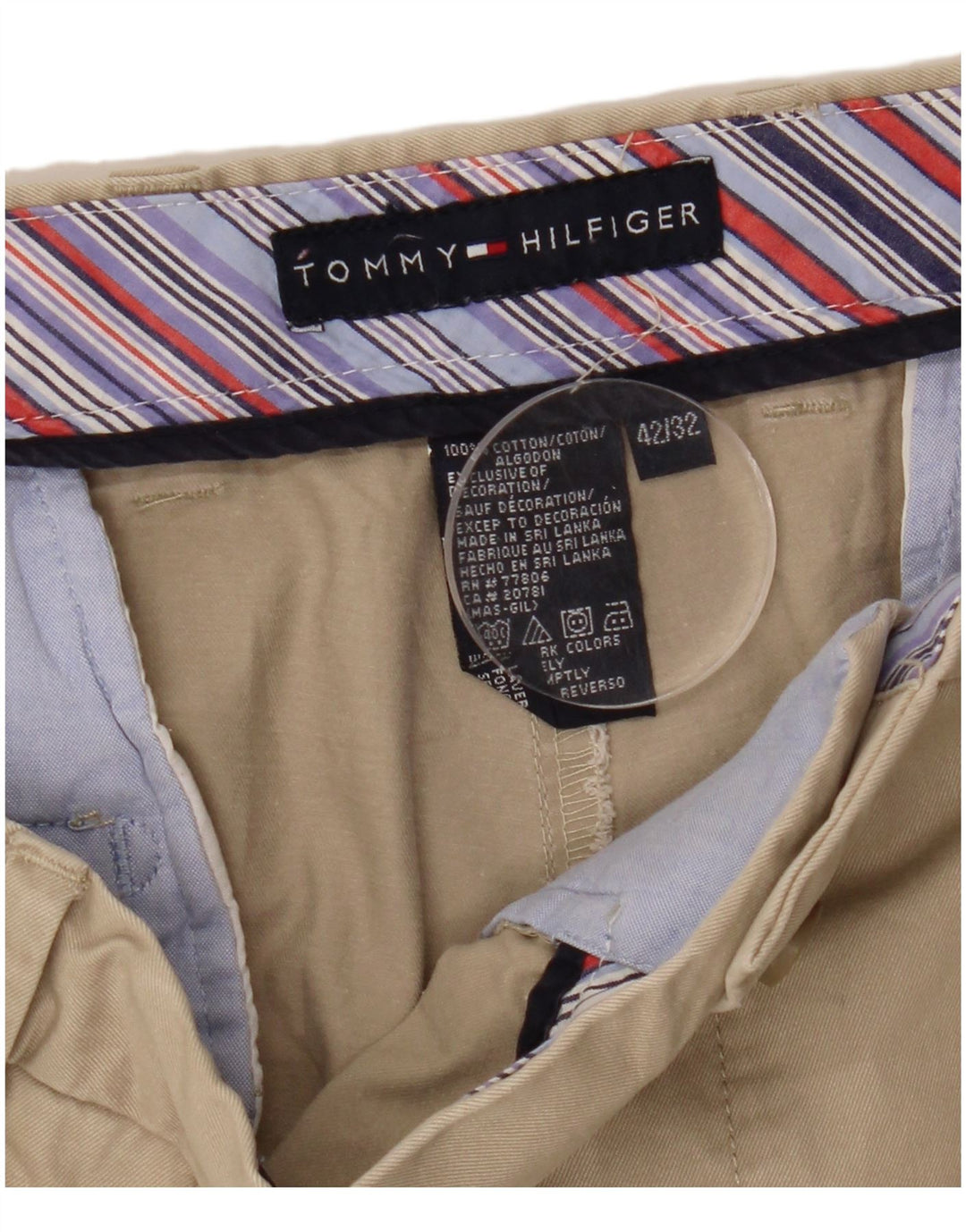 Ανδρικό παντελόνι Chino TOMMY HILFIGER W42 L32 Μπεζ βαμβακερό