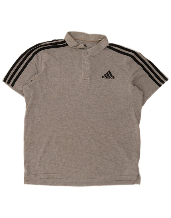 Ανδρικό πουκάμισο πόλο Adidas, μικρό βαμβακερό γκρι φλύκταινα
