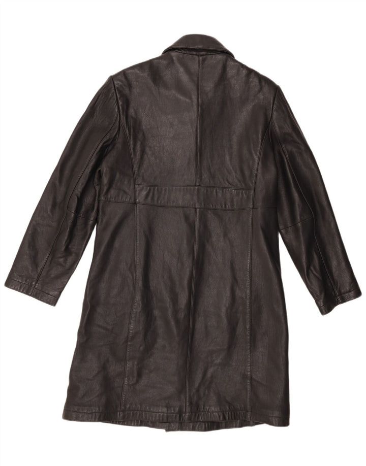 Liz Claiborne Γυναικείο Δερμάτινο Παλτό UK 16 Large Μαύρο Δερμάτινο
