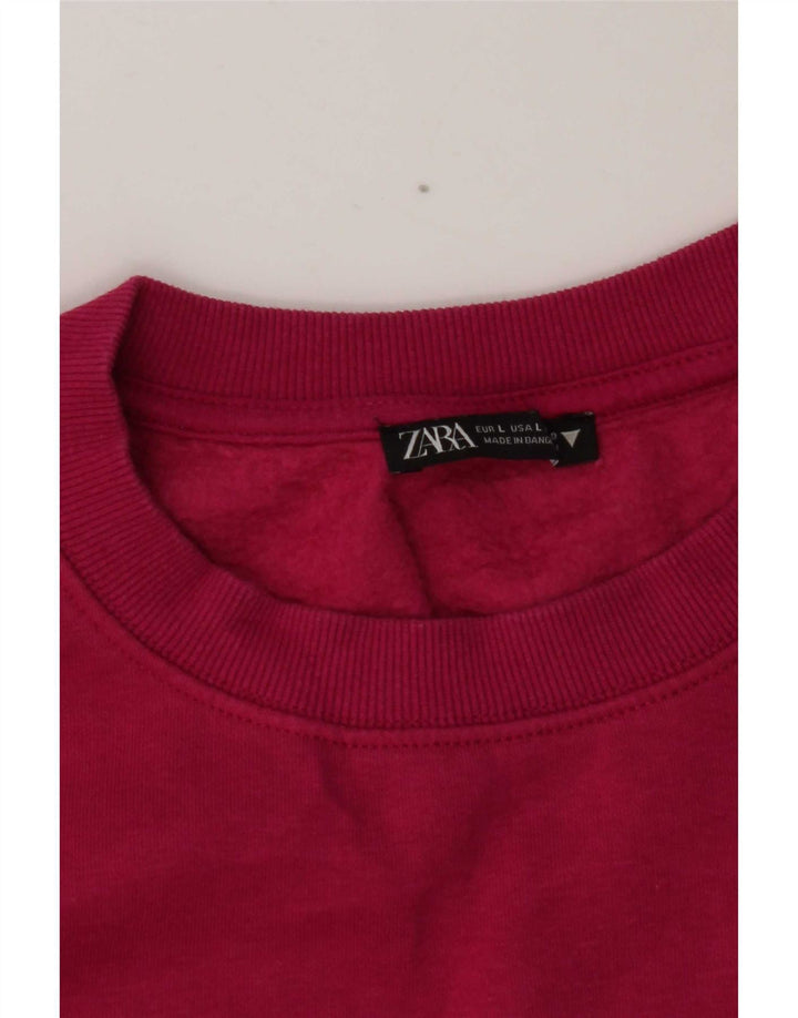 Zara Γυναικεία φούτερ Crop Jumper UK 16 Large Pink