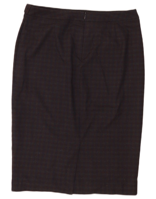 Marks & Spencer Womens Pencil Skirt UK 14 Large W32 Burgundy Check