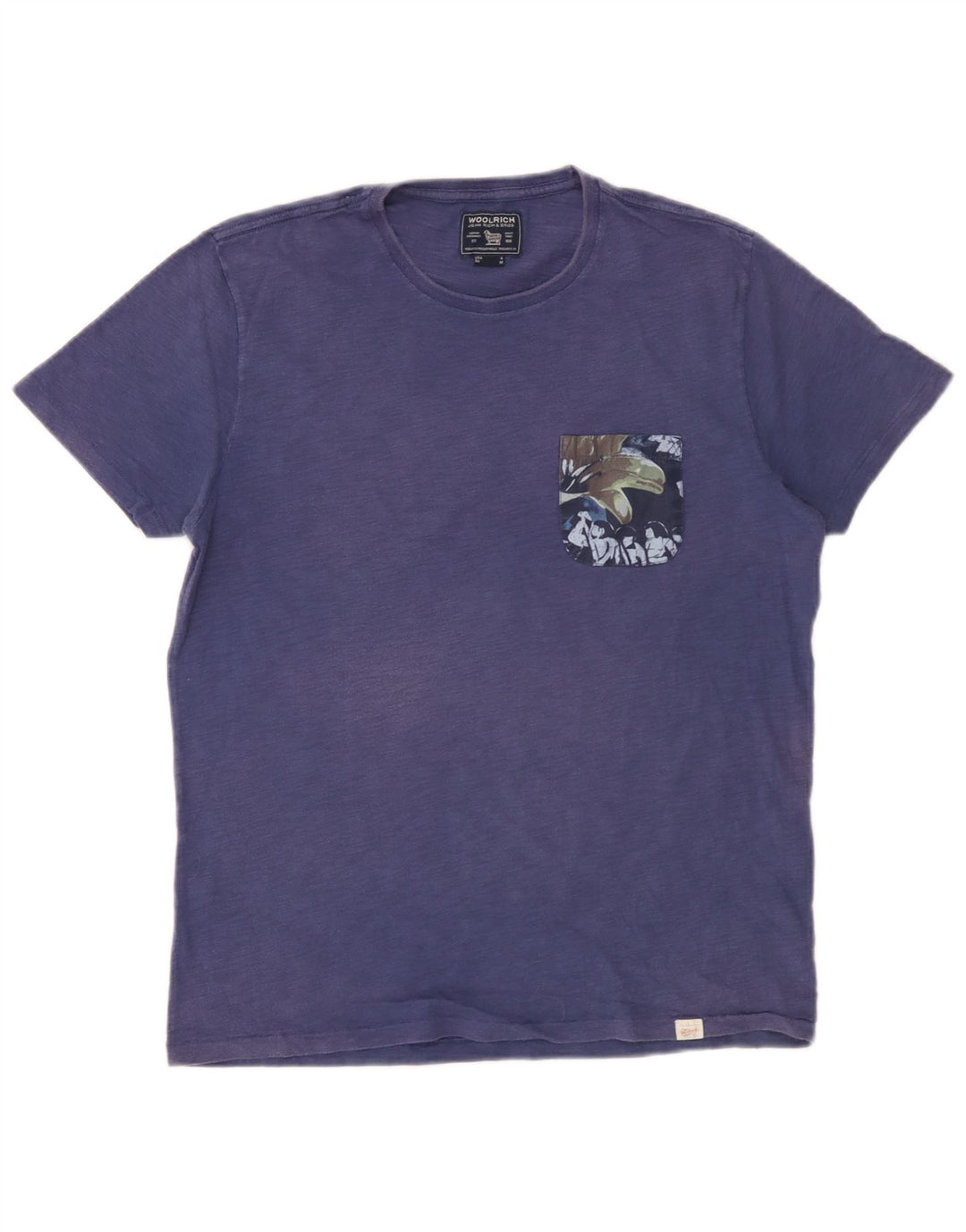 Ανδρικό T-Shirt Woolrich Top από μεσαίο μπλε βαμβακερό