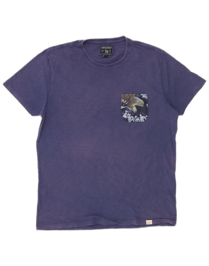 Ανδρικό T-Shirt Woolrich Top από μεσαίο μπλε βαμβακερό