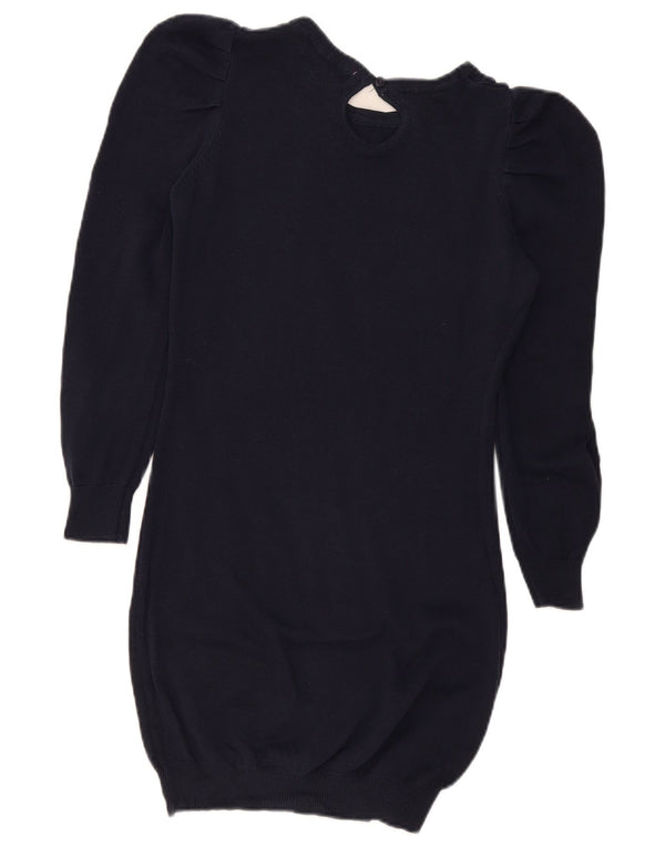 Zara Γυναικείο Jumper Φόρεμα UK 12 Medium Navy Blue Acrylic