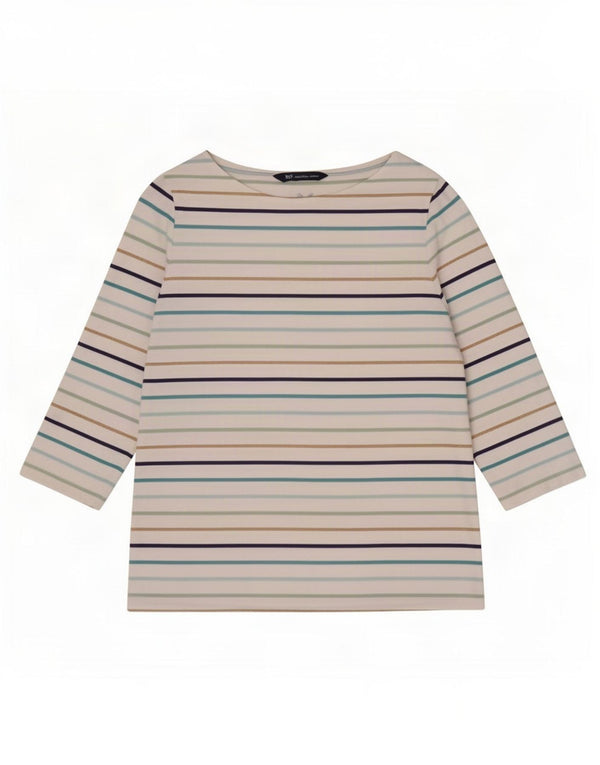 Crew Clothing Womens Top 3/4 Sleeve UK 12 Medium Multicoloured Striped