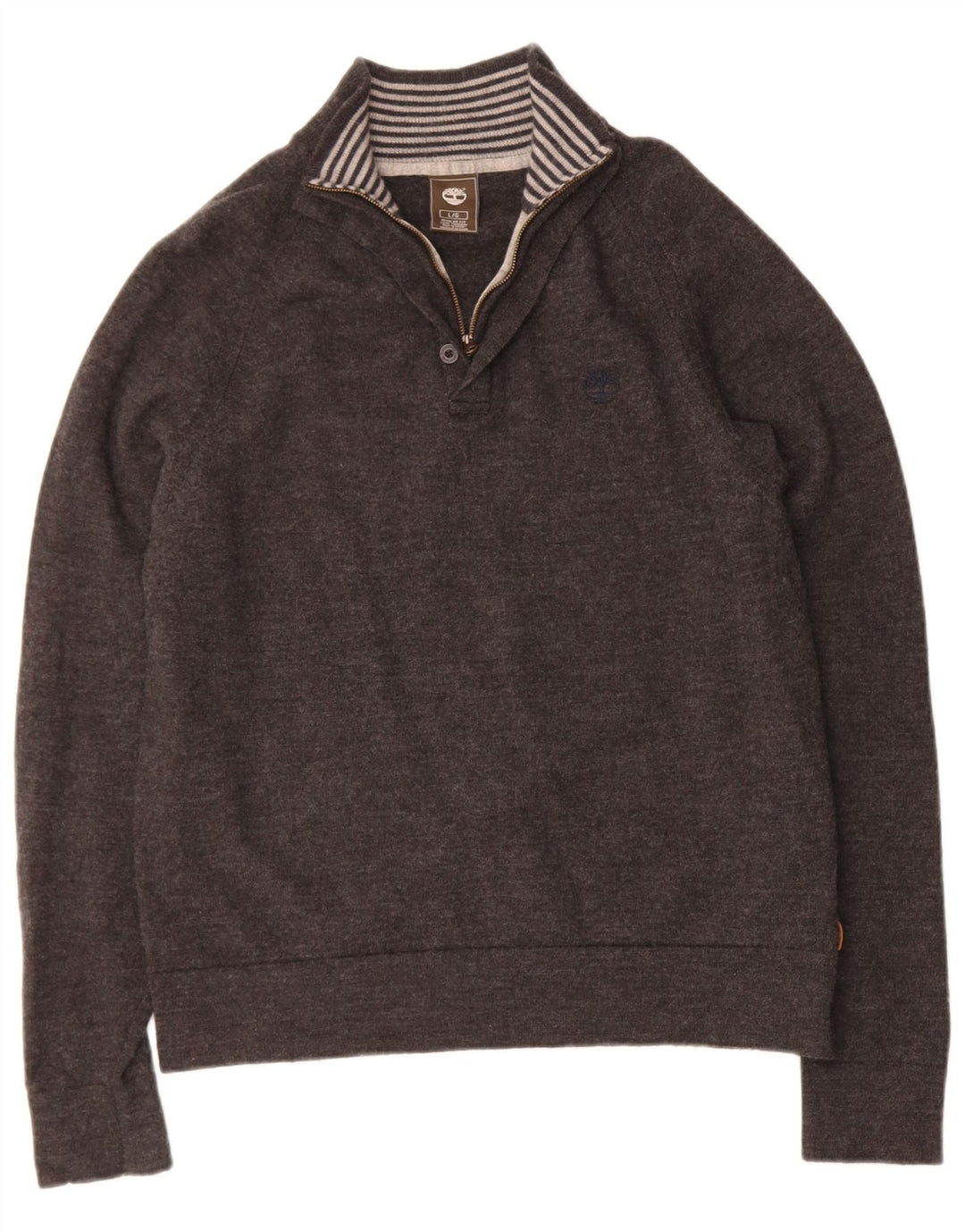 TIMBERLAND Womens Regular Fit Zip Neck Jumper Sweater UK 16 Large Grey