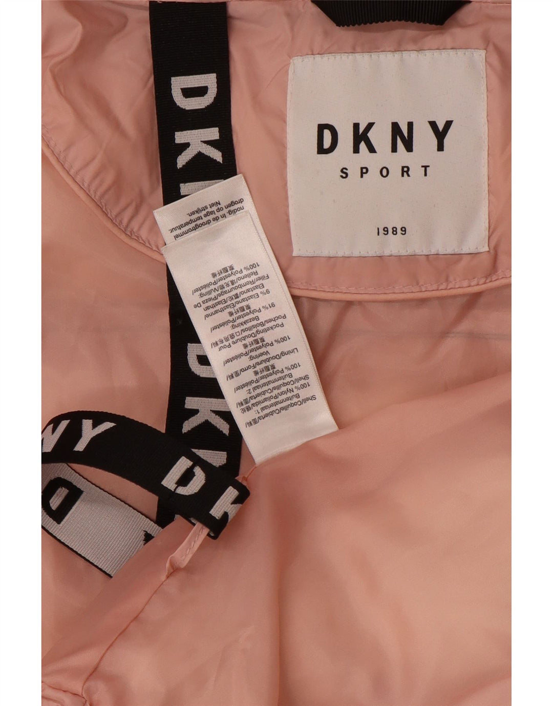 Dkny γυναικείο μεγάλο γραφικό μπουφάν με επένδυση UK 16 μεγάλο ροζ χρώμα