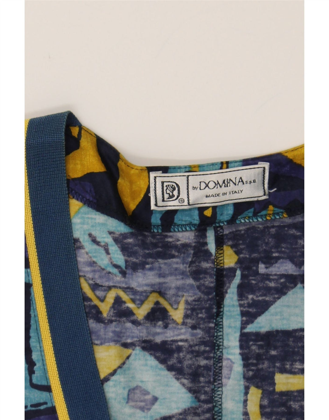 DOMINA Womens Sheath Dress UK 14 Medium Navy Blue Geometric Vintage Domina and Second-Hand Domina from Messina Hembry 