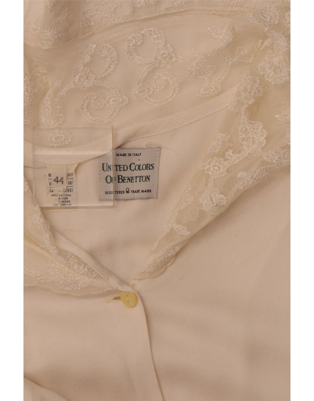 BENETTON Γυναικείο Πουκάμισο Μπλούζα IT 44 Medium Off White Viscose
