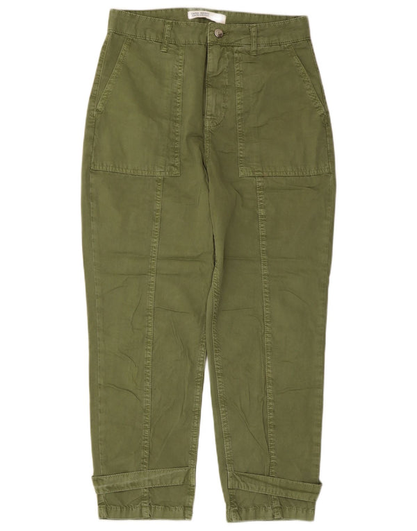 Zara Γυναικείο παντελόνι Chino με κωνικό ψηλόμεσο EU 34 2XS W24 L24 Πράσινο