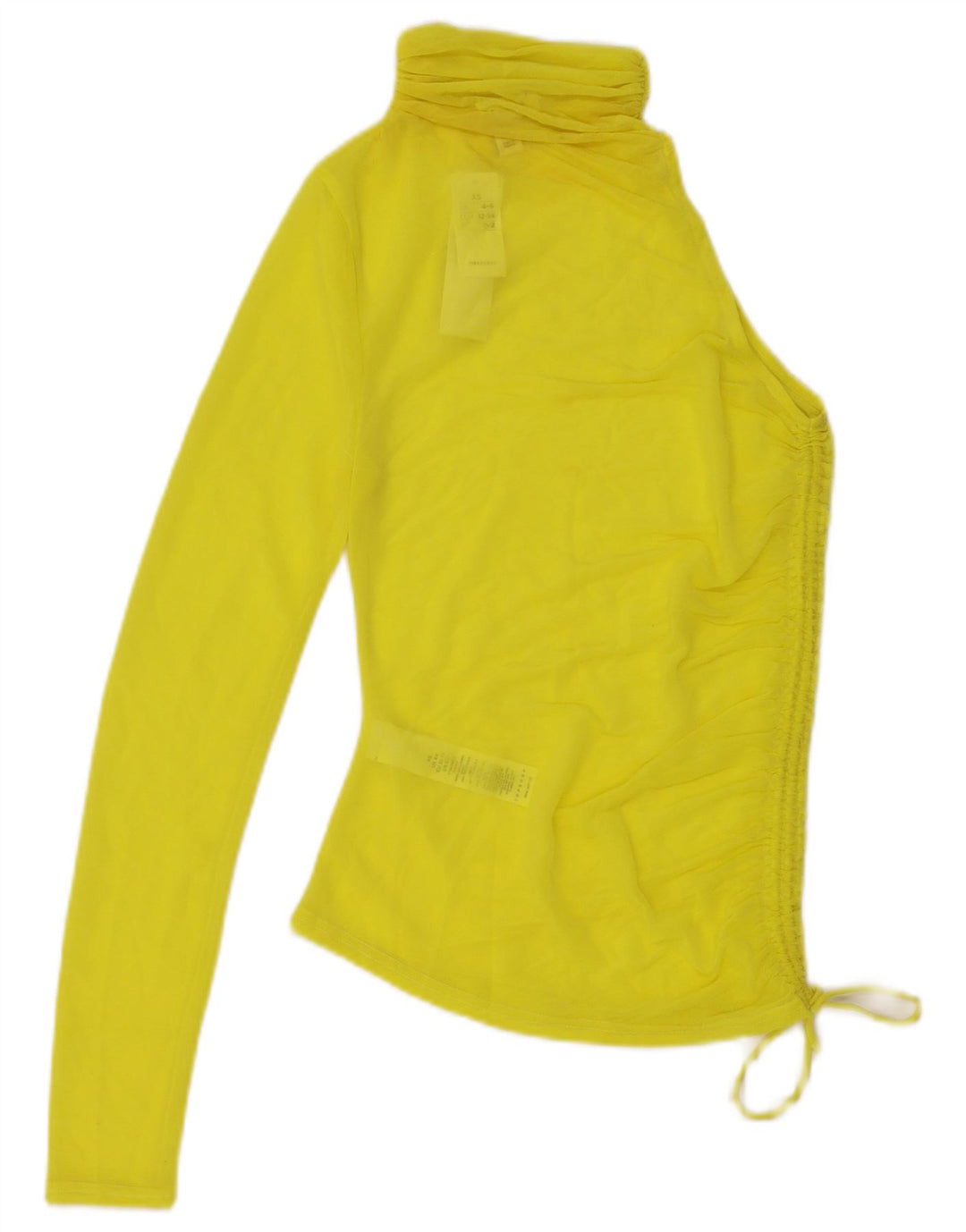 Topshop Womens One Shoulder See Through Top UK 4/6 XS Yellow Polyester