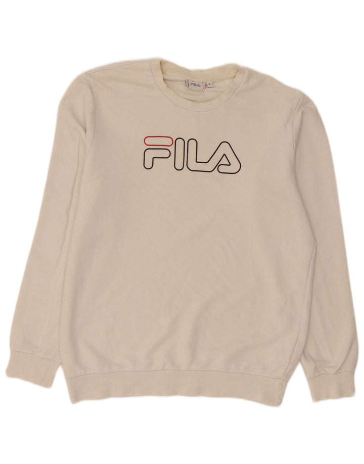 Ανδρικό γραφικό φούτερ Fila Jumper μεγάλο λευκό βαμβακερό