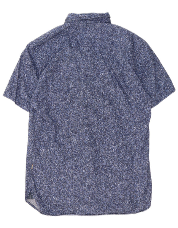 Hugo Boss Mens Short Sleeve Shirt Large Blue Floral Cashmere