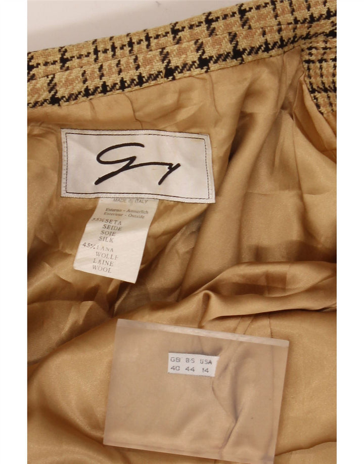 GENNY Γυναικείο σακάκι 2 κουμπιών US 14 XL Beige Check Silk