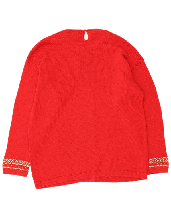 Victoria Harbor Γυναικείο πουλόβερ με λαιμόκαυμα UK 14 Medium Red Ramie