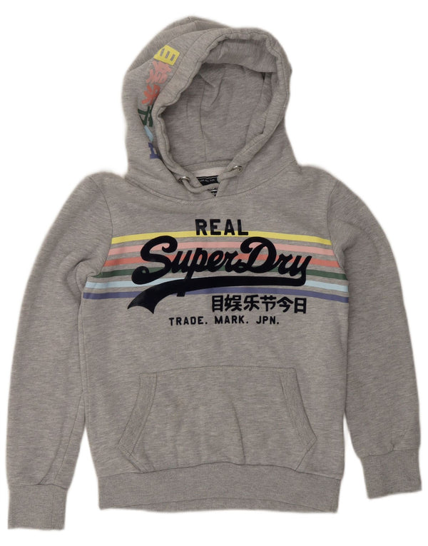 Γυναικείο γραφικό κουκούλα SUPERDRY UK 10 Μικρό βαμβακερό γκρι