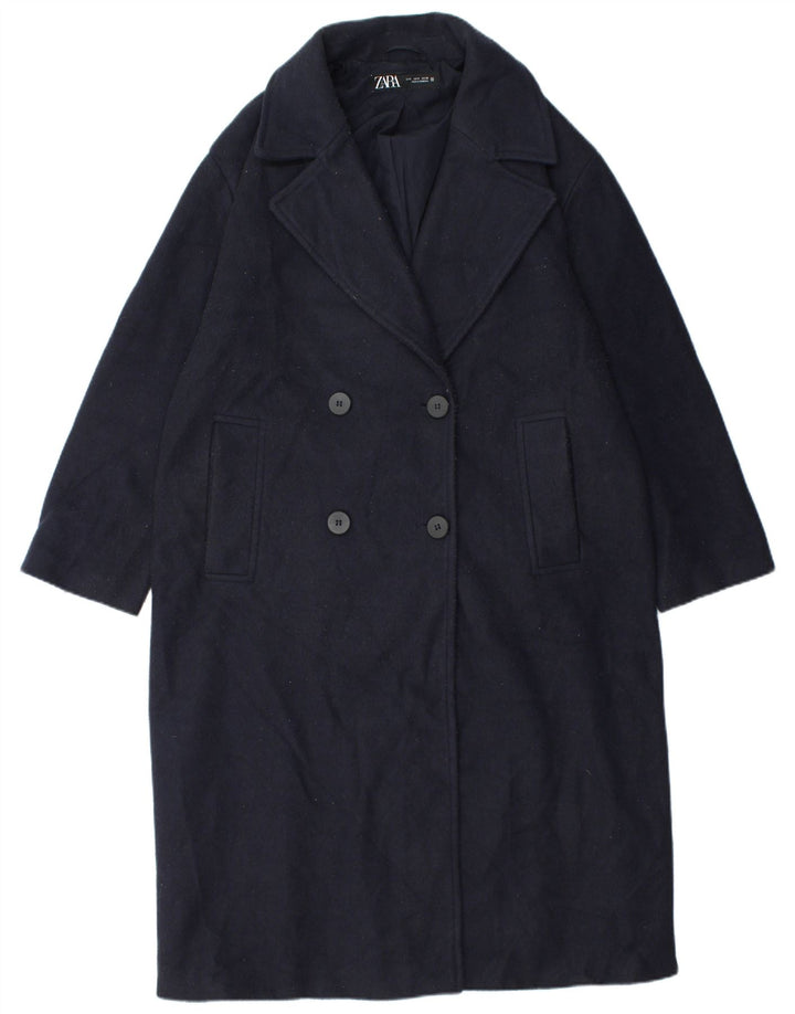 Zara Ανδρικό παλτό με διπλό στήθος UK 36 Small Navy Blue Polyester