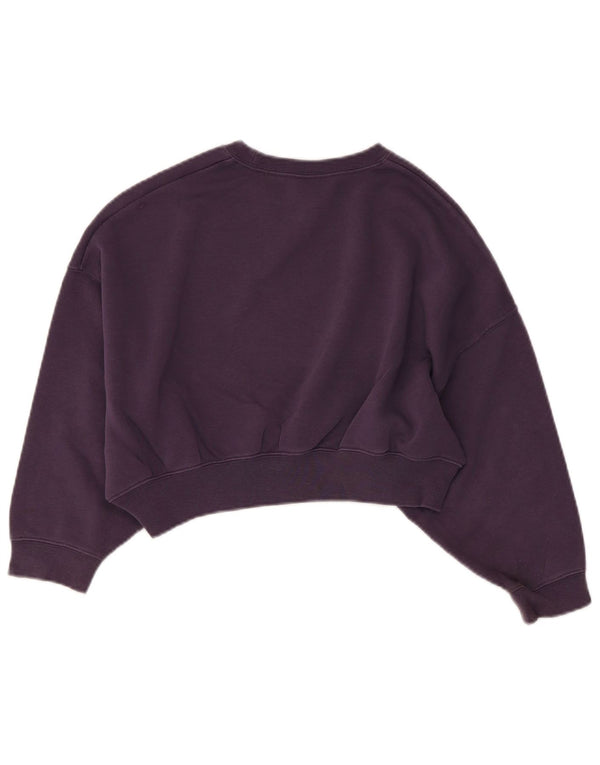 Nike Girls Crop Graphic Sweatshirt Jumper 6-7 Years XS Purple Cotton