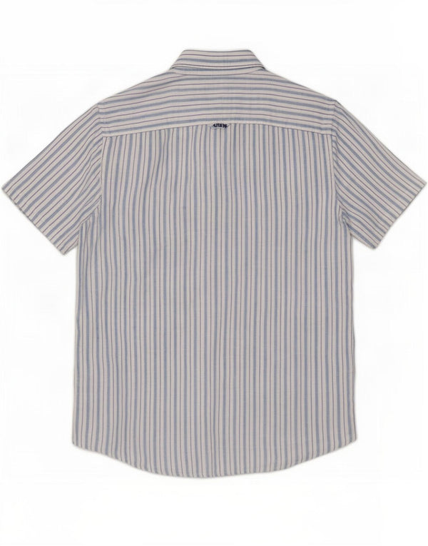 Crew Clothing Γυναικείο κοντομάνικο πουκάμισο UK 18 XL μπλε ριγέ λινό
