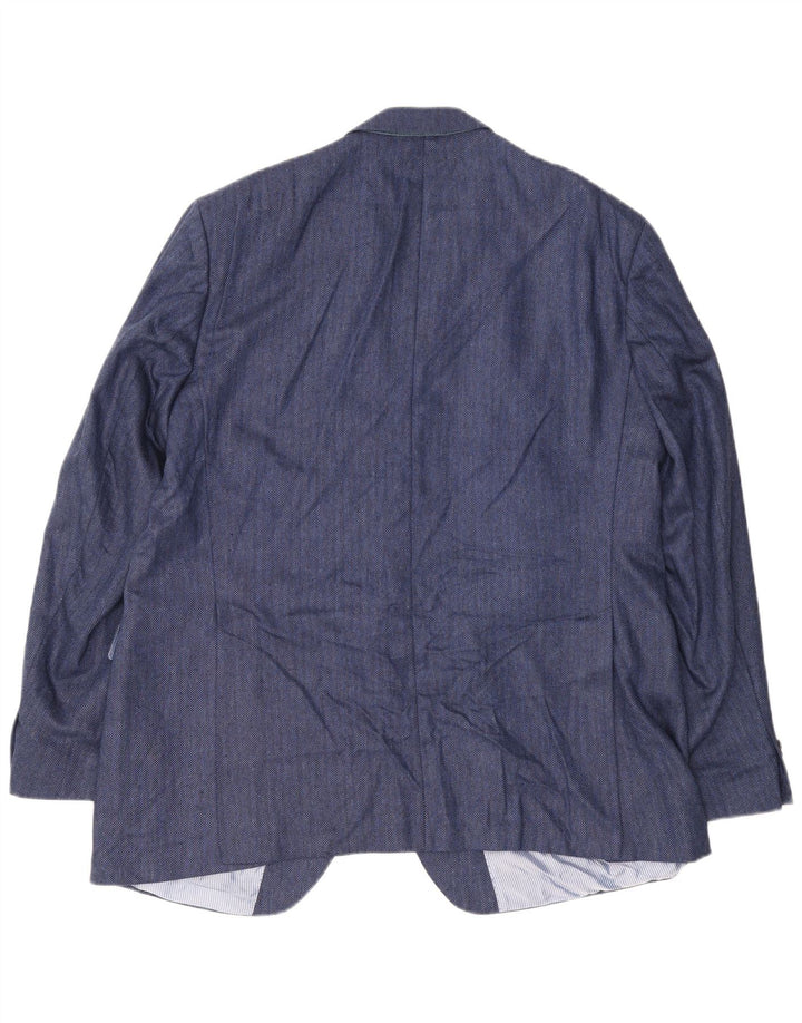 Guy Laroche Ανδρικό σακάκι 2 κουμπιών UK 42 XL Navy Blue ψαροκόκκαλο μετάξι