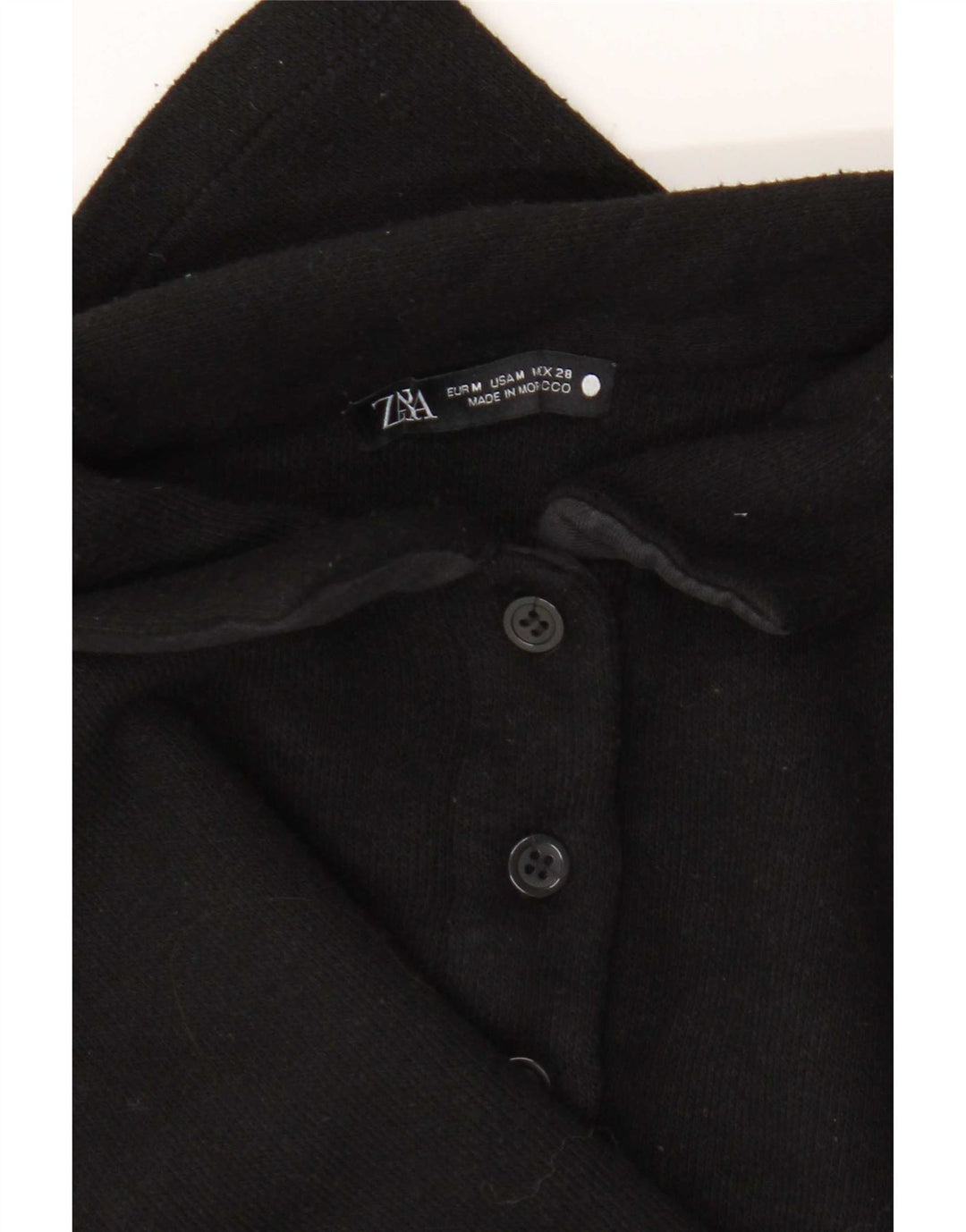 Zara Γυναικείο πουκάμισο Crop Polo UK 14 Medium Μαύρο
