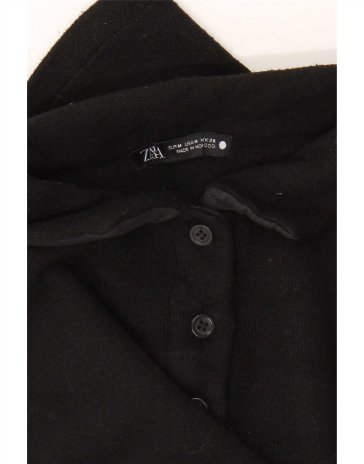 Zara Γυναικείο πουκάμισο Crop Polo UK 14 Medium Μαύρο