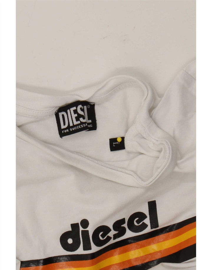Diesel Γυναικείο γραφικό T-Shirt Top UK 14 Large White