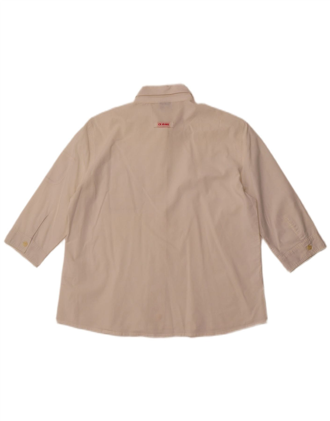 CALVIN KLEIN JEANS Γυναικείο πουκάμισο 3/4 μανίκι UK 16 μεγάλο σε ανοιχτό λευκό